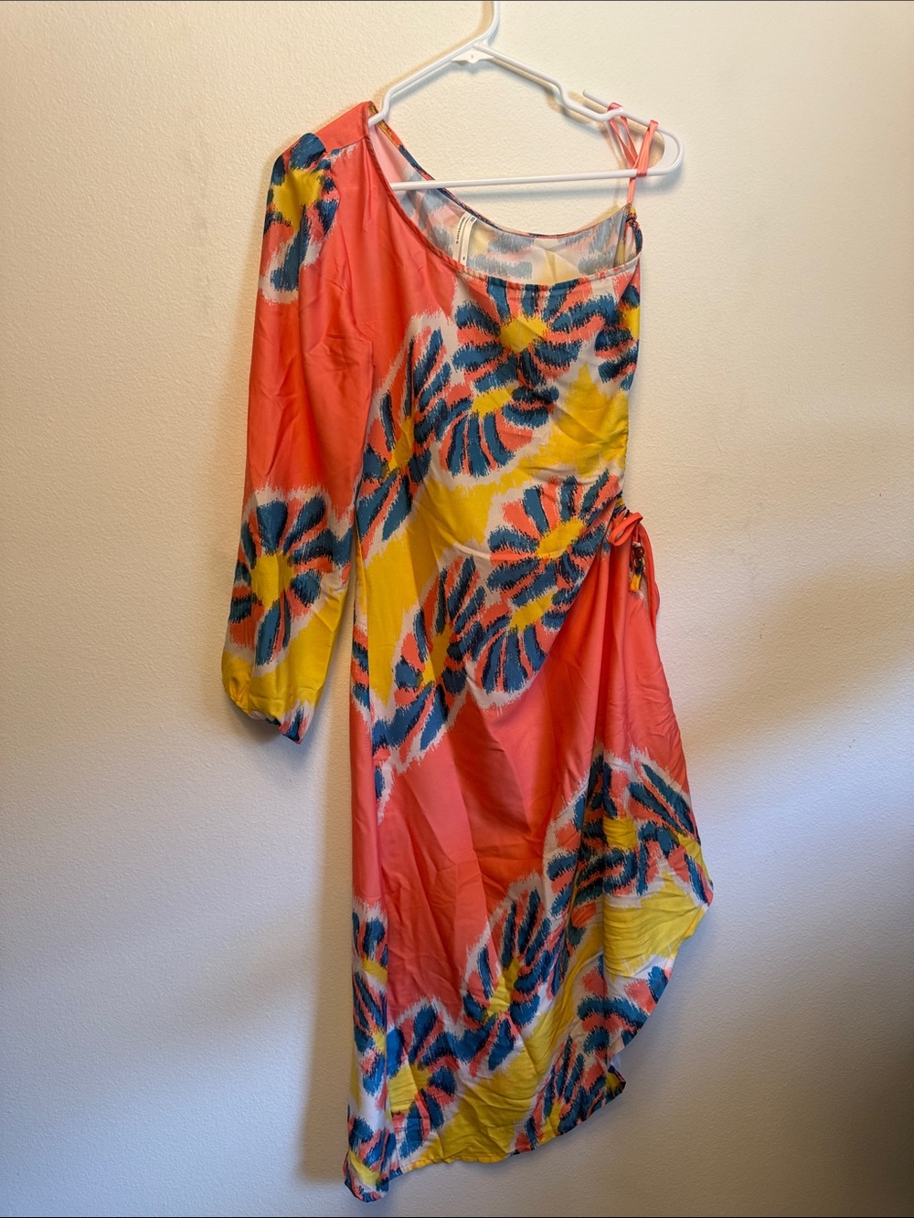 Pilcro Coral, Yellow & Navy One-Shoulder Floral-Print Dress